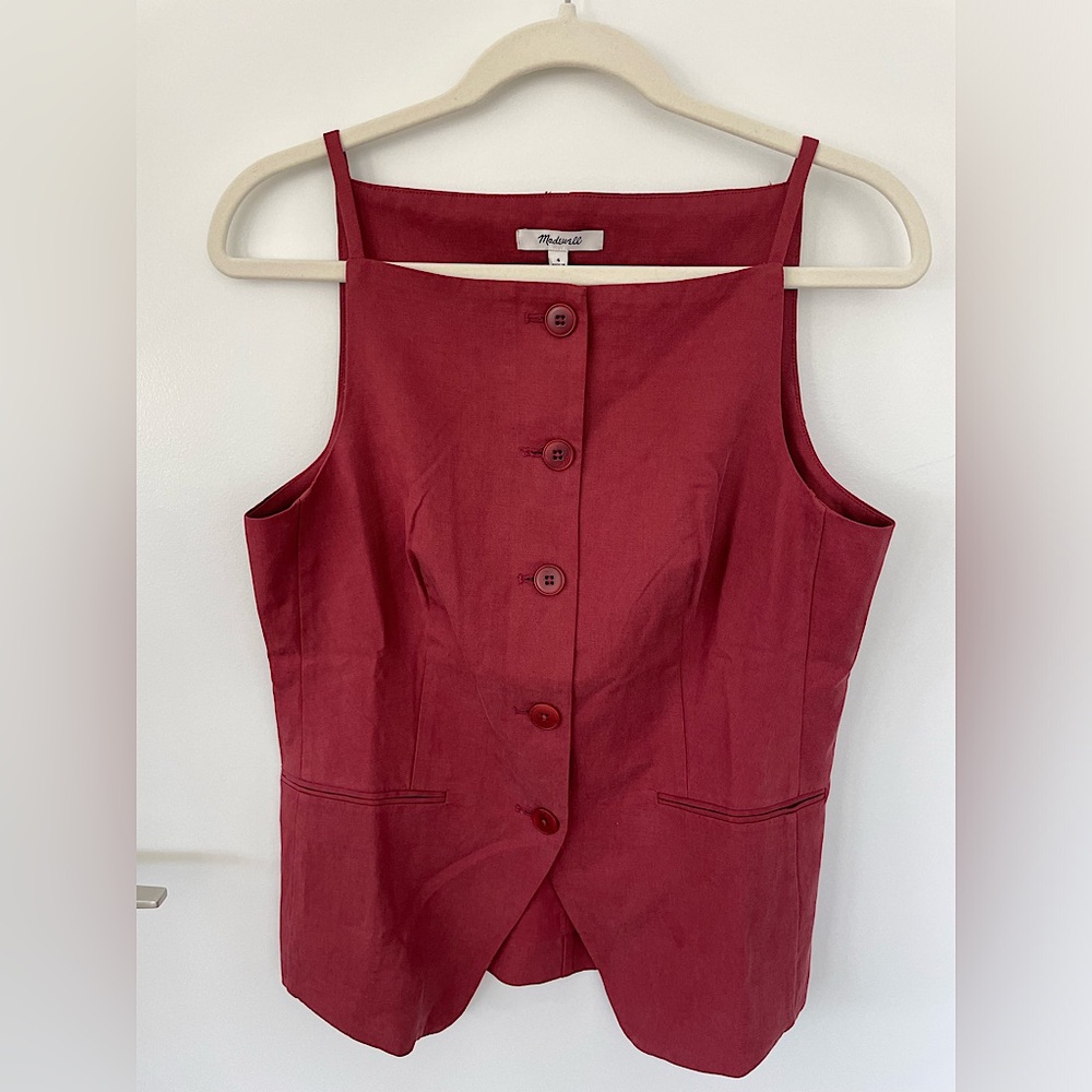 Madewell Red Button-Front Blouse
